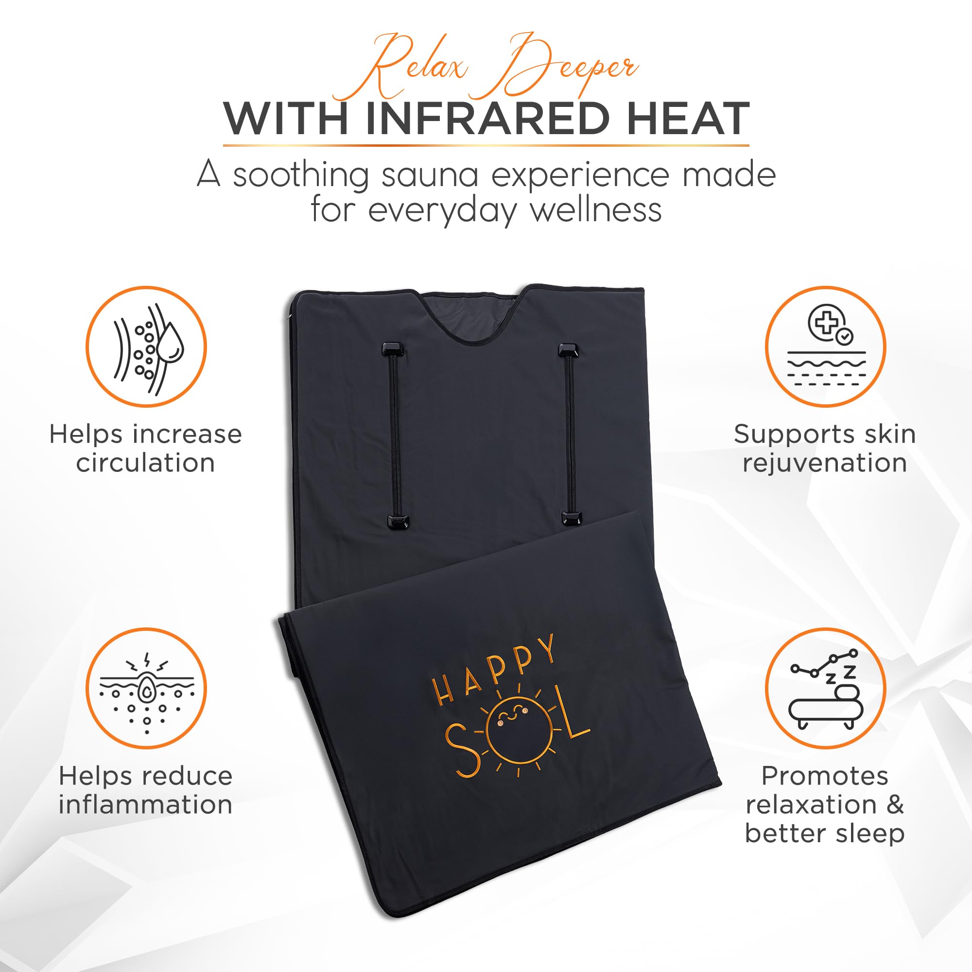 Happy Sol Far Infrared Sauna Blanket for Home, Portable Infrared Sauna Blanket for Therapy, Convenient Arm Holes, Sauna Blanket for Detox, Suitable for Relaxation and Exercise Recovery, Very Low EMF