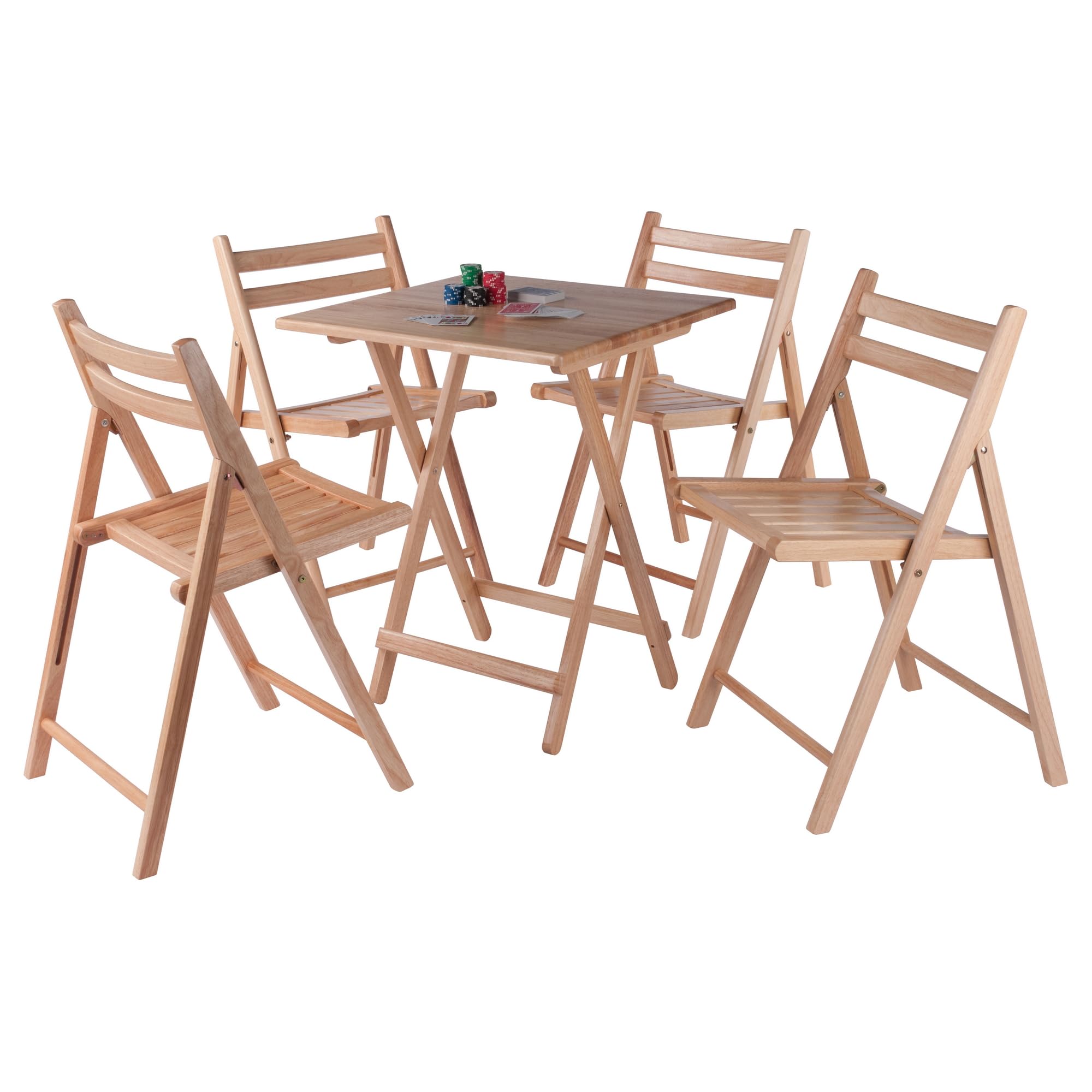 Winsome Delaney 5-PC Set Folding Table and Chairs Natural Finish