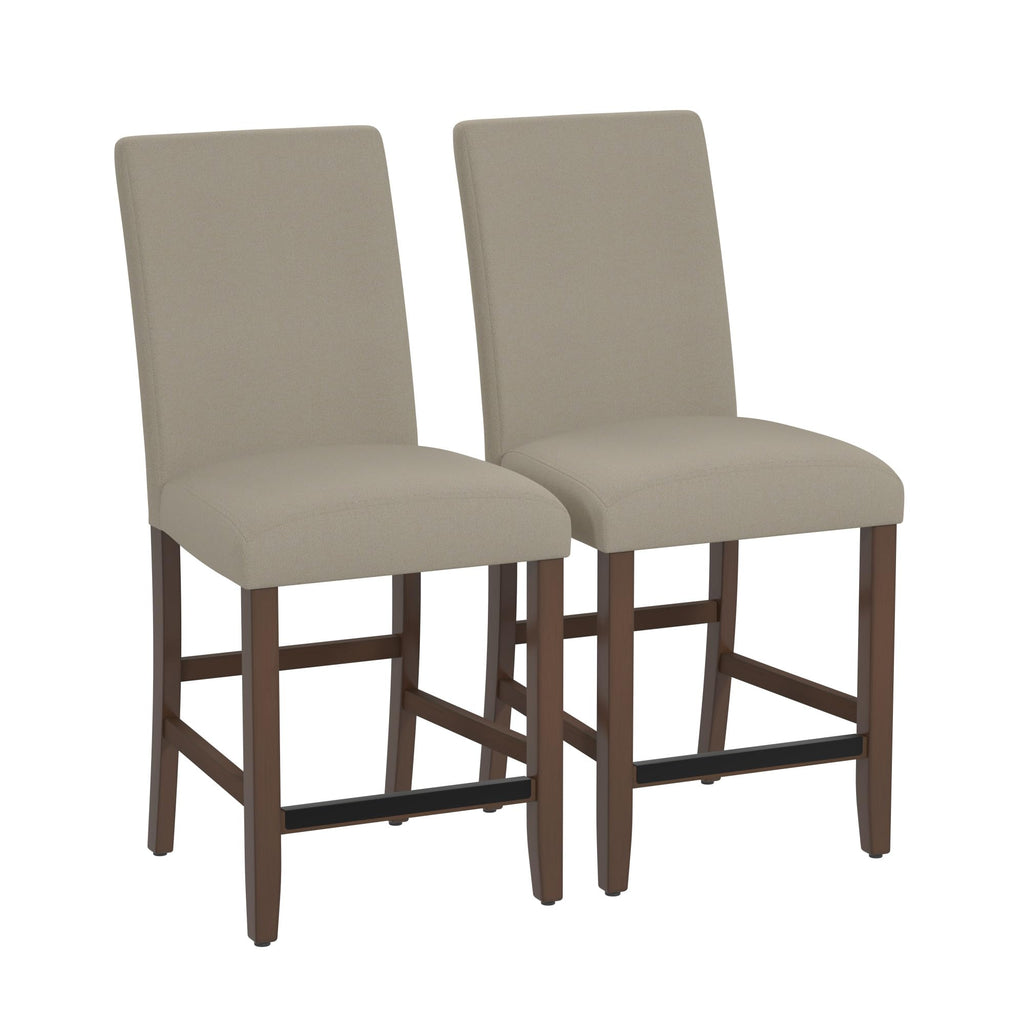 GDFStudio 39.5" H Counter Height Bar Stools Set of 2, Upholstered Kitchen Bar Stools with Back & Footrest, Modern Solid Wood Counter Stools for Kitchen Island Dining Room, Easy Assembly, Walnut Brown