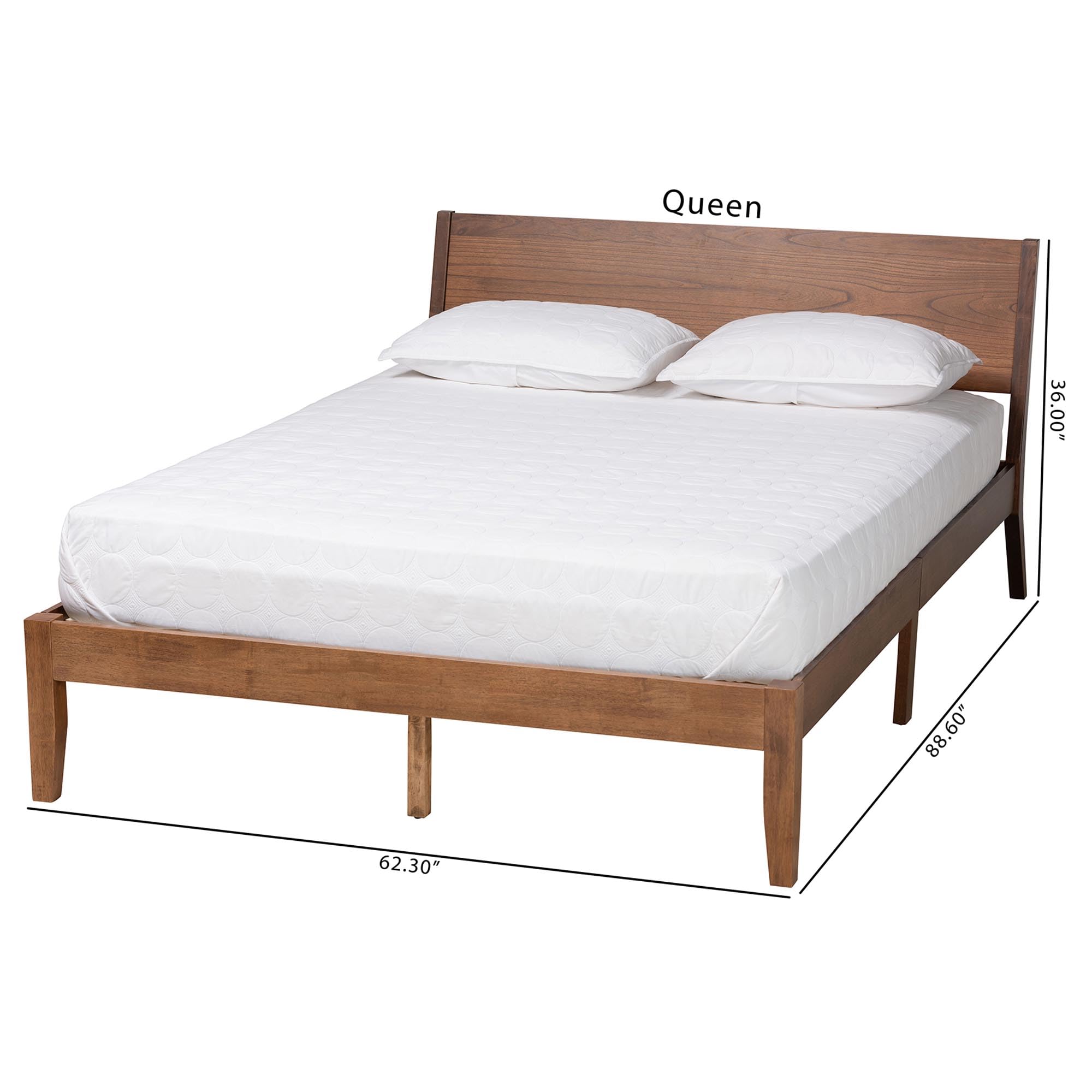 Baxton Studio Salvatore Platform Bed, Queen, Walnut Brown