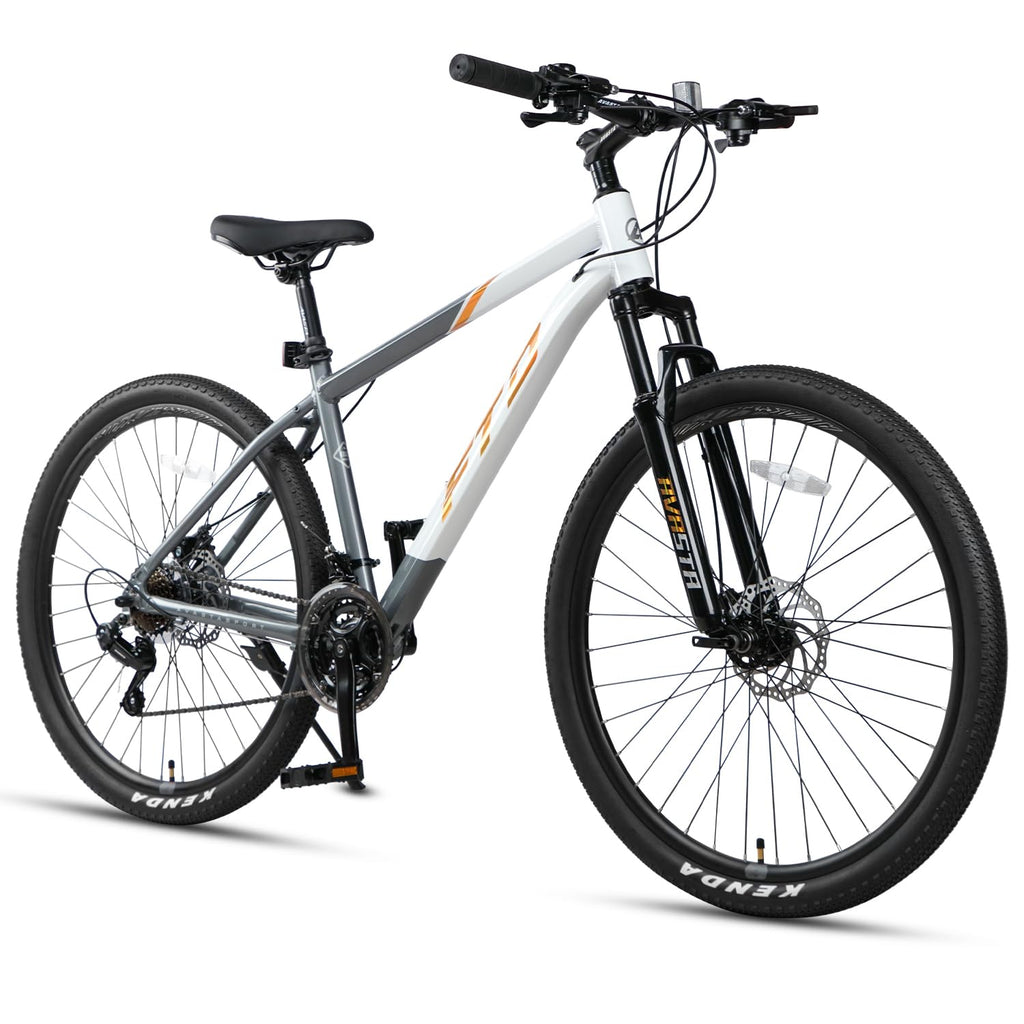 AVASTA 27.5-inch Mountain Bike for Man Male and Woman Female Adult with Lightweight Aluminum Alloy Frame and Dual Disc Brakes,Front Suspension,21-Speed Gear Shifters,Hidden Brake Cables,Golden