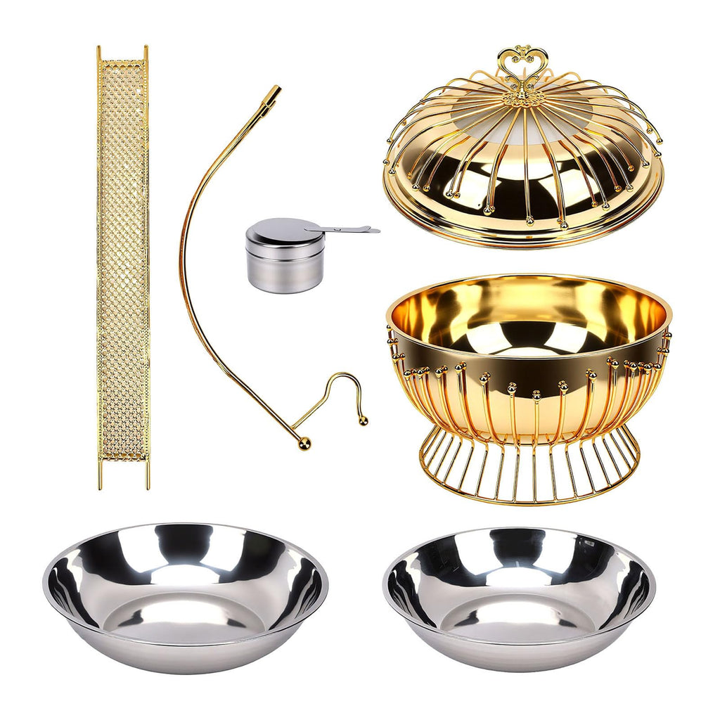 AUNMAS Stainless Steel Buffet Warmer 8L Round Chafing Dish with Hanging Lid for Catering Events Weddings Banquets Home Parties