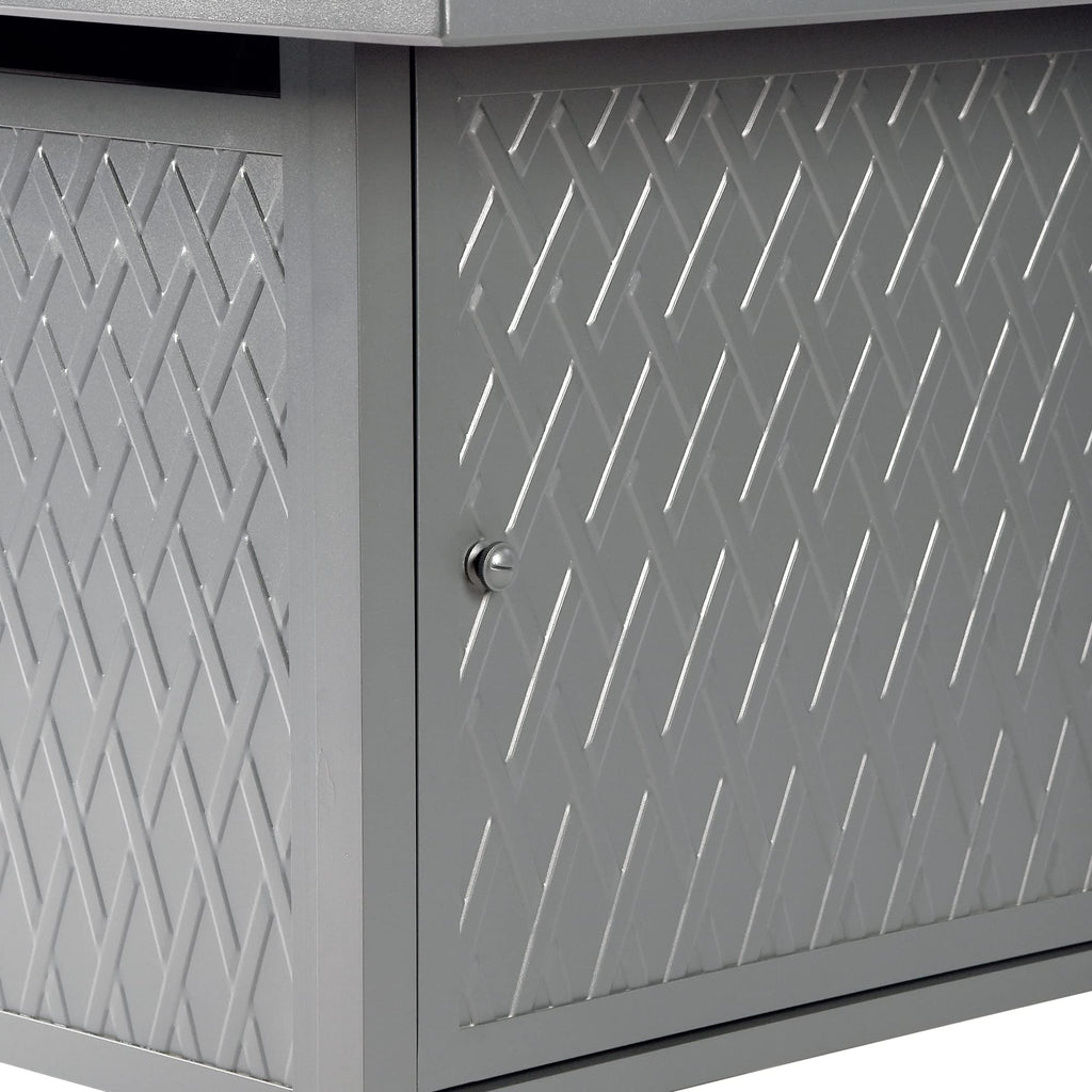 Oakland Living Rectangular 48 in. x 36 in. Aluminum Propane Fire Pit Table, Glass Beads, Two Covers, Lid, 57,000 BTUs in Grey Finish