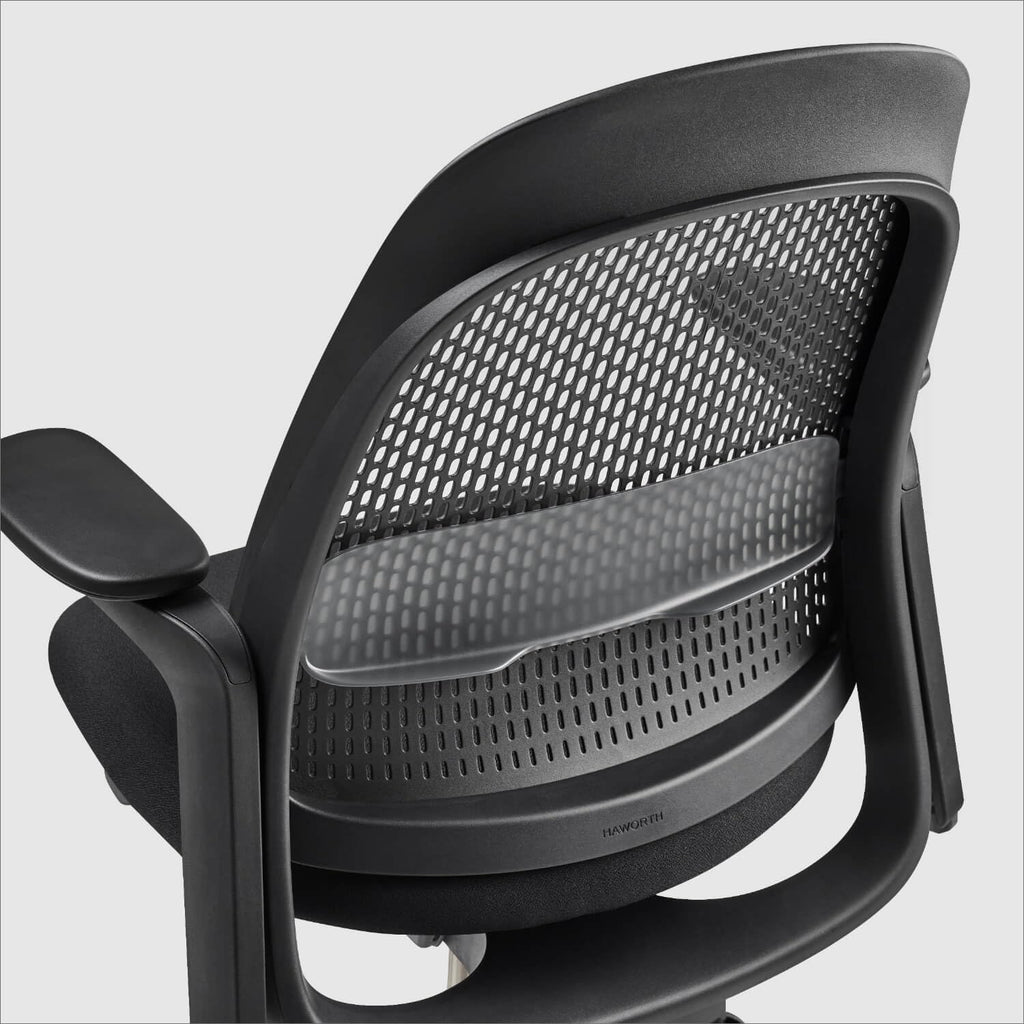 Haworth Breck Office Chair - Ergonomic Desk Seat with Height-Adjustable Lumbar Support, Black Trim, and 4D-Arms (Coal)