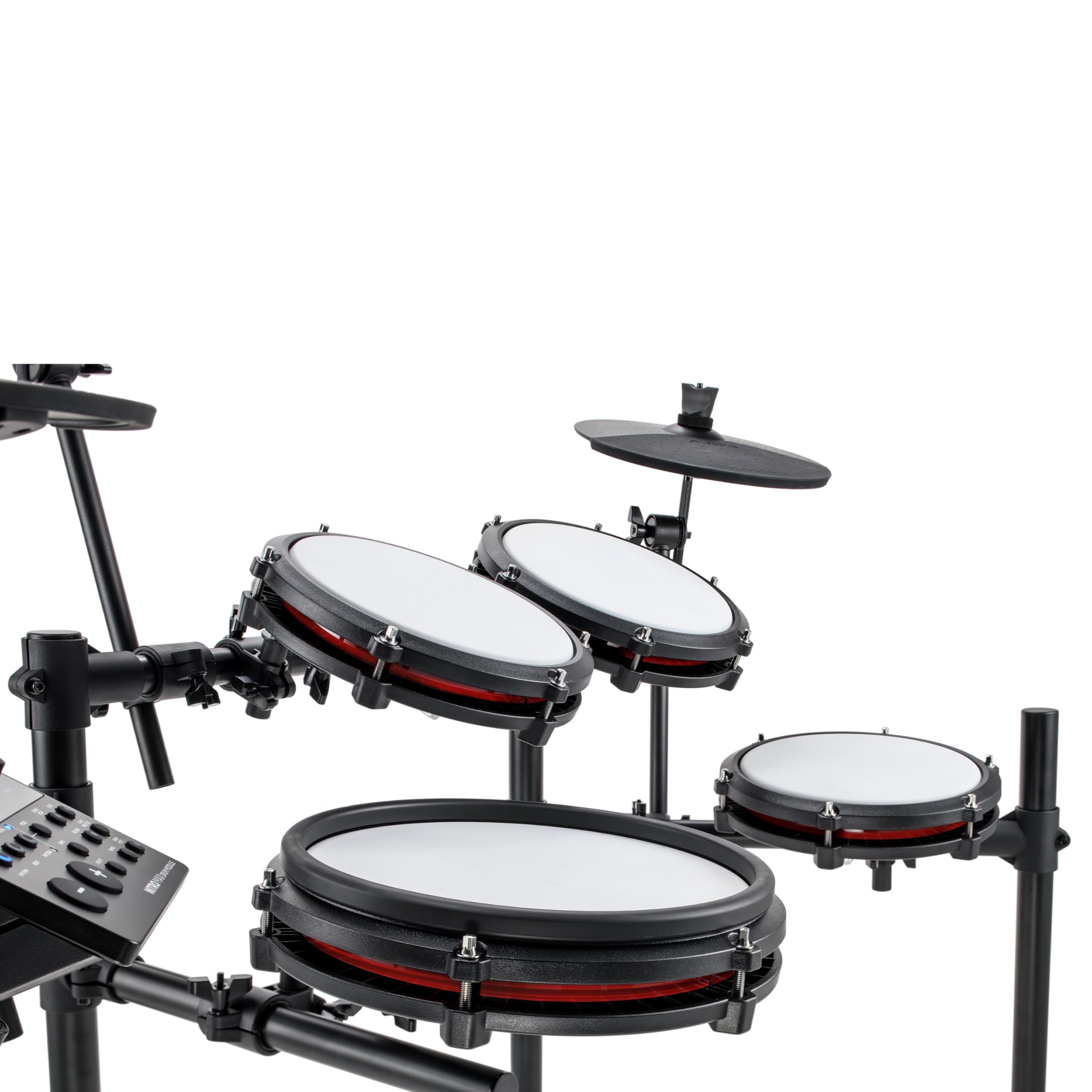 Alesis Nitro Max Kit Compact Electric Drum Kit with Quiet Mesh Pads, 10" Dual-Zone Snare, Bluetooth, 440+ BFD Sounds, Drumeo, USB MIDI, Kick Pedal