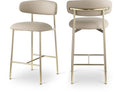 Meridian Furniture 995Taupe-C Lupita Collection Modern | Contemporary Counter Stool with Soft Taupe Vegan Leather, Brushed Gold Metal Frame, 20.5" W x 19" D x 36" H, Taupe, Set of 2