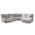 Signature Design by Ashley Acklen Place Modern U-Shaped Modular Stain-Resistant 6-Piece Power Reclining Sectional with Chaise, Adjustable Headrest, USB Charging Ports and Console, Light Gray