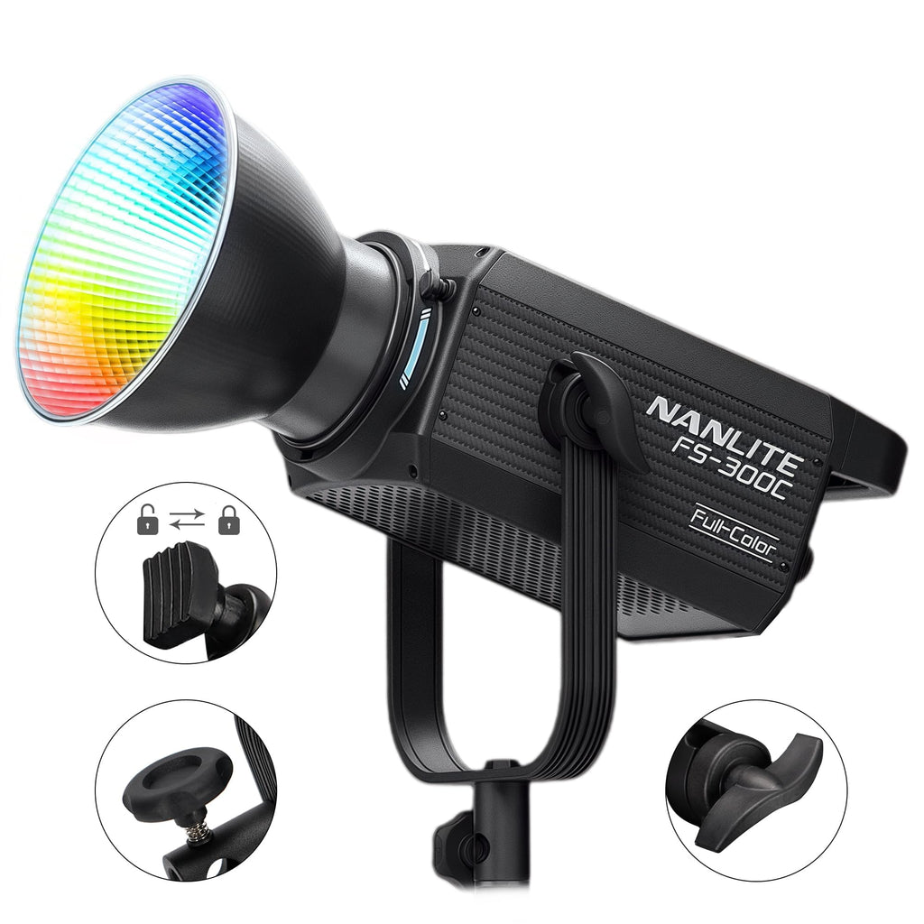 NANLITE FS-300C 300w RGB Studio Spotlight, 2700K-7500K, APP Control,Led Video Light Bowens Mount for Photography, Videography,Live Streamer,Content Creation