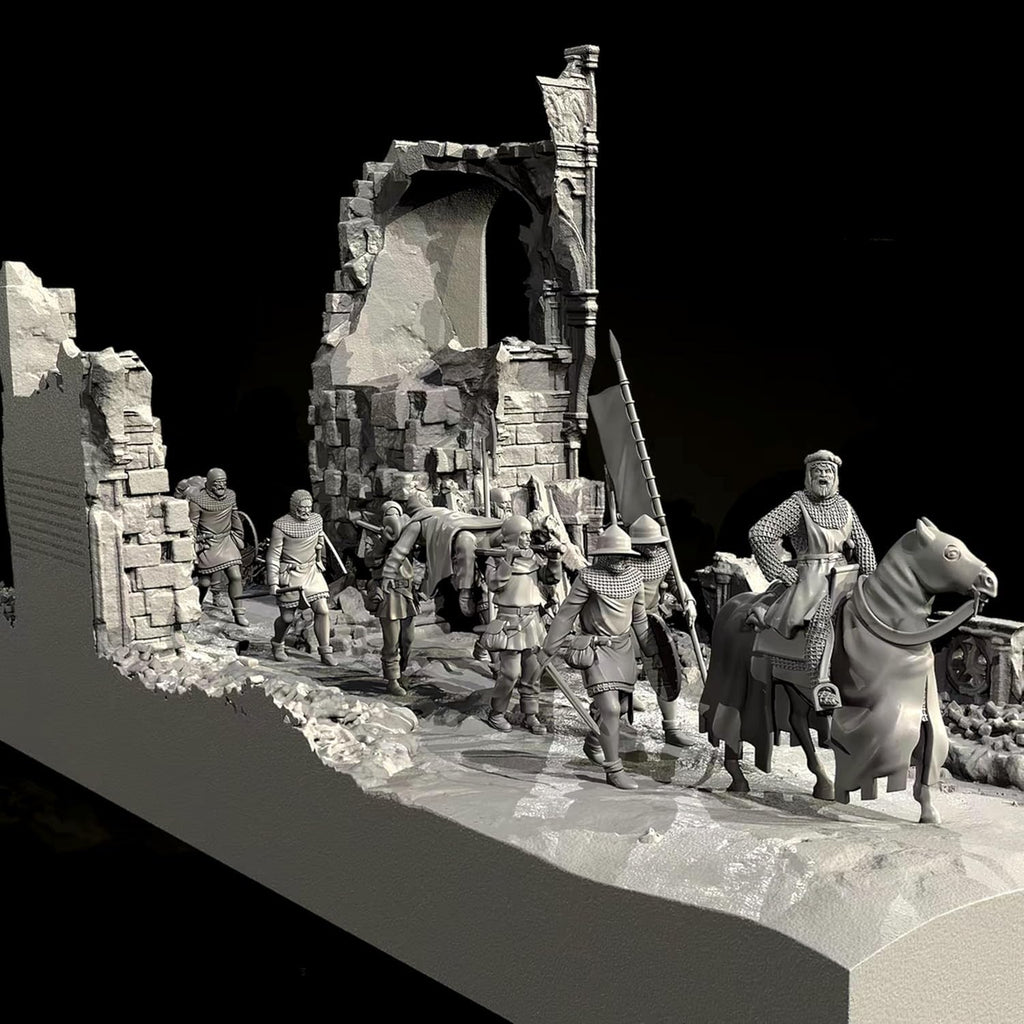 TRUEGRIS 1/35 Medieval Knight Warrior Resin Model Kit Unpainted and Unassembled Resin Soldier Model (with Base) //l7b8J1