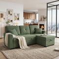 Eafurn 71" L Shaped Sectional Sleeper Sofa Bed with Pull Out Bed, Comfy Fabric Corner Sleeper Sectional Pull Out Couch with Tufted Backrest/Reversible Storage Chaise/2 Pillows