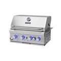 28-inch Built In Gas Grill Outdoor, 4Burner Propane Grill with Rear Burner 48,000BTU, Built-in BBQ Grill Stainless Steel, Charcoal and Propane Gas Dual Fuel, with Rain Cover for Outdoor Kitchen Island