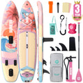 Niphean (Extra Large) Inflatable Paddle Board, SUP for 2+1 People/Family 500lbs Capacity Stand Up Paddle Board with SUP Accessories, StabilTrac Fin Non-Slip Paddleboard for Adults-Cheery