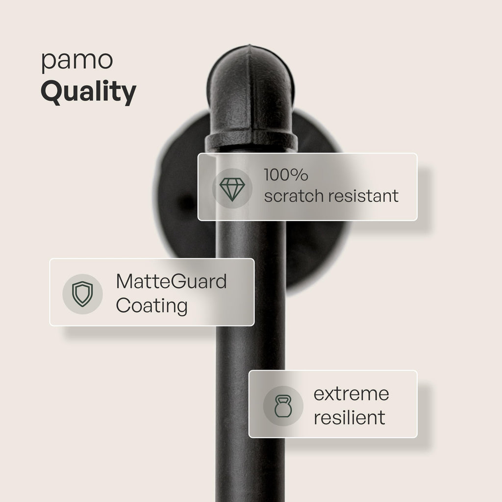 pamo Industrial Pipe Clothing Rack with Shelf - 660 lbs Capacity - Clamping Clothes Rack and Walk In Closet with Oak Shelf for Wardrobe