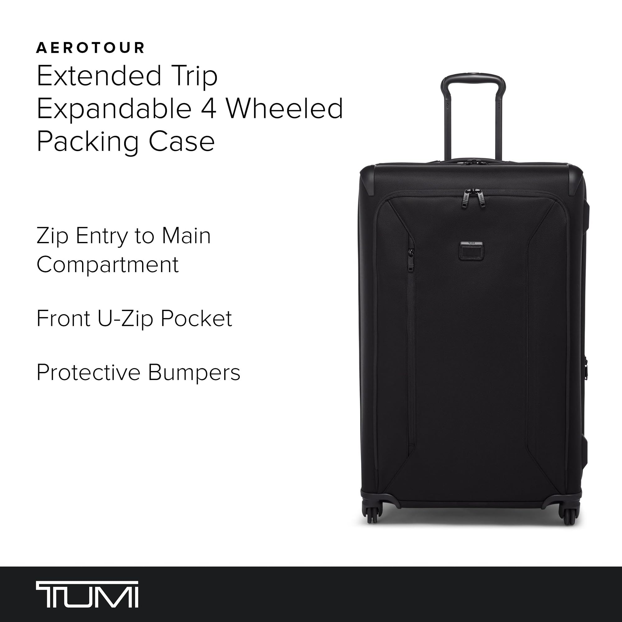 TUMI - Aerotour 4 Wheel Expandable Luggage - Men's and Women's Lightweight Business and Leisure Travel Suitcase - 31" X-Large Front Pocket Expandable Checked, Black