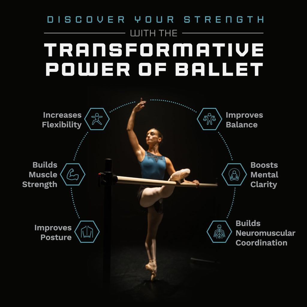 VITA Barre Portable Freestanding Double Ballet Barre, Professional, 8 Ft Bars, Black, Wood | Adjustable Height, Made in USA, Home or Gym Exercise Equipment for Kids & Adults | Dance, Fitness, Pilates