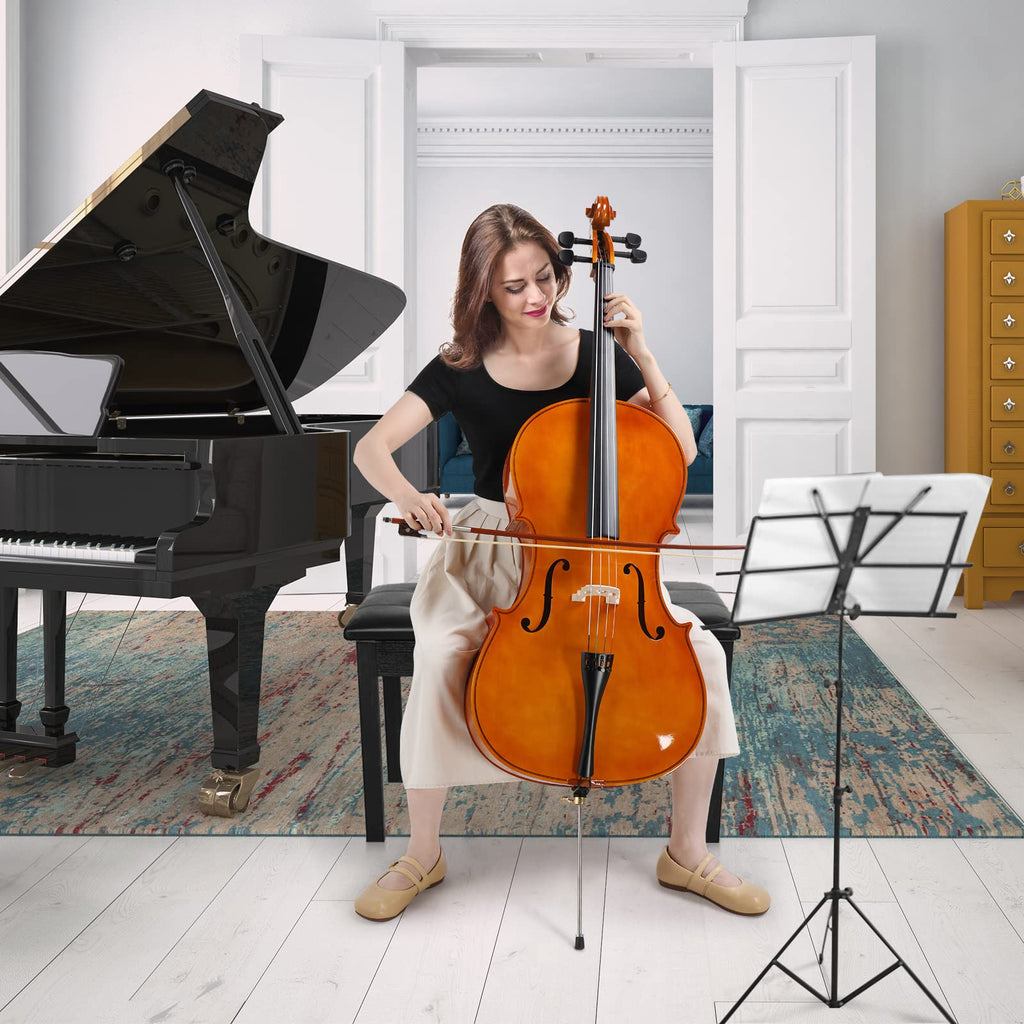 Ktaxon Full-Size Cello, Beginner Cello 4/4, Acoustic Cello Kit with Portable Bag, Bow, Bridge, Rosin, Adults & Kids String Musical Instruments(Nature)