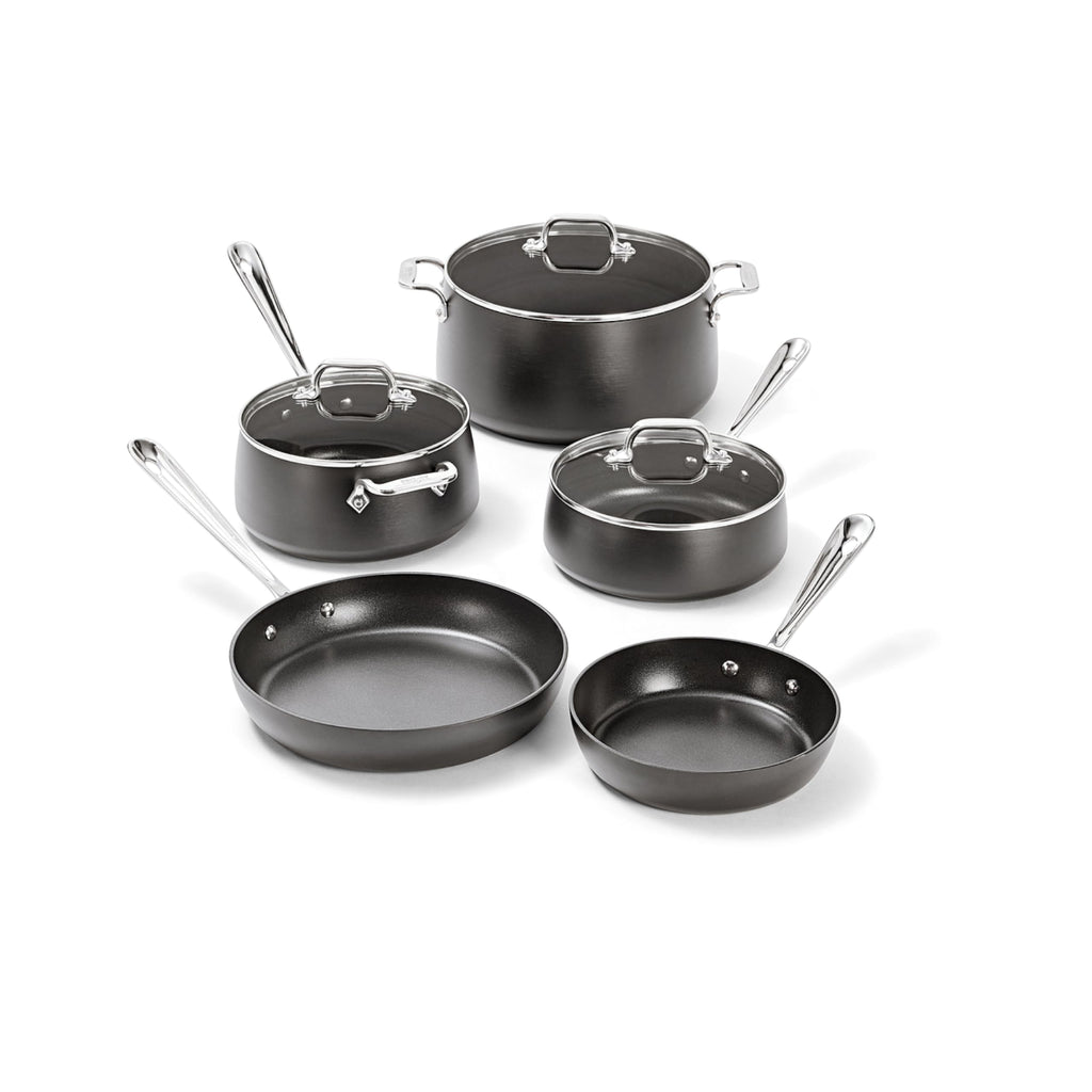 All-Clad HA1 Hard Anodized Nonstick (8-Piece) Pots and Pans Set Non Stick Cookware Sets, Oven Broiler Safe 500F, Black