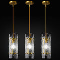 LIANGMH Modern Crystal Pendant Lighting Gold Pendant Lights Mini Glass Chandeliers, Adjustable Pendant Light Fixture for Kitchen Island Bedroom Living Room Dining Room Corridor(3Pack)
