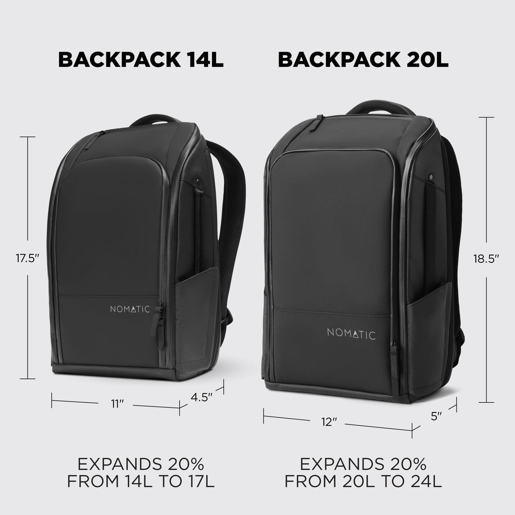 NOMATIC 14L Backpack - Work Backpack for Men and Woman - Everyday Pack - Water Resistant - 15" Laptop Sleeve - Professional Daypack For Mens - Expandable Travel Pack
