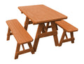 Amish-Made 44" Traditional A-Frame Pressure-Treated Pine Outdoor Picnic Table with Benches, Cedar Stain