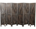 Premium Home 6-Panel Room Divider – Rustic Brown Barn Door, K Pattern Folding Privacy Screen, Partition Wall