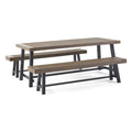 Christopher Knight Home Carlisle Outdoor Acacia Wood Picnic Dining Set, Gray and Rustic Metal