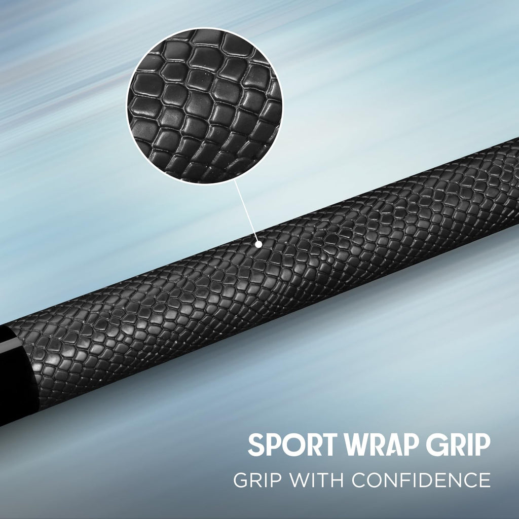 RHINO LUMINAX Carbon Fiber Billiard Cue Stick, Pro Taper Low Deflection Shaft, 3/8-8 Stainless Steel Joint, Composite Butt, Sport Wrap Grip