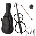 Verahaus Electric Cello 4/4 Full Size Ebony Fittings with Lightweight Cello Bag, Headphones, Bow, Bridge, Rosin, Cello for Beginners Adults(Metallic Black)