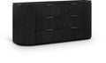 Meridian Furniture 818Black-D Astrid Collection Modern | Contemporary Dresser with Rich Black Finish, Mix of Solid Wood, MDF and Oak Veneer, Fluted Wood, 70" W x 20" D x 33" H, Black