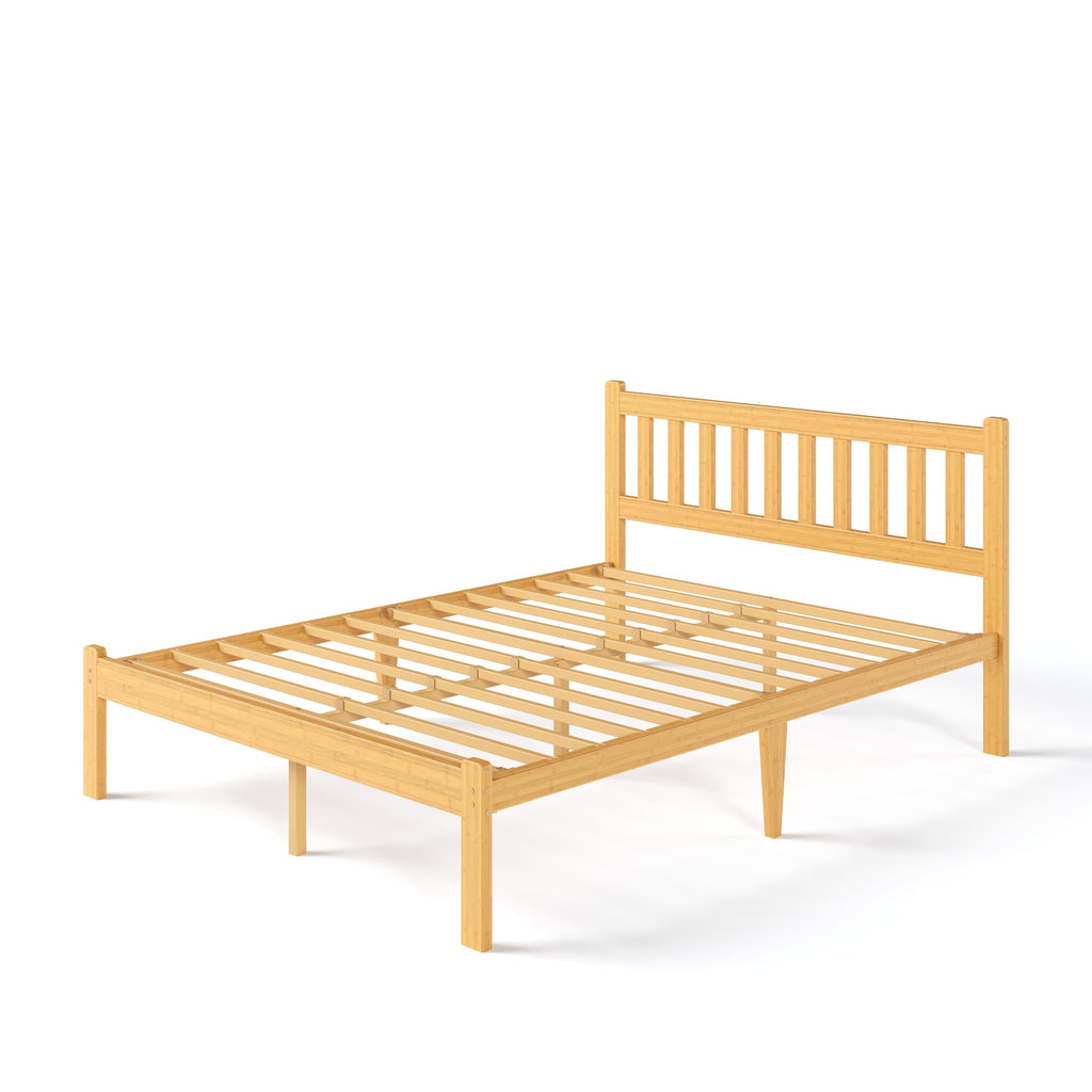 ZIYOO Bamboo Bed Frame Full, Ideal for Bedroom, Guest Room, Apartment & Hotel Use, No Box Spring Needed, Sturdy & Noise-Free Platform Bed with Easy Assembly 14 Inch