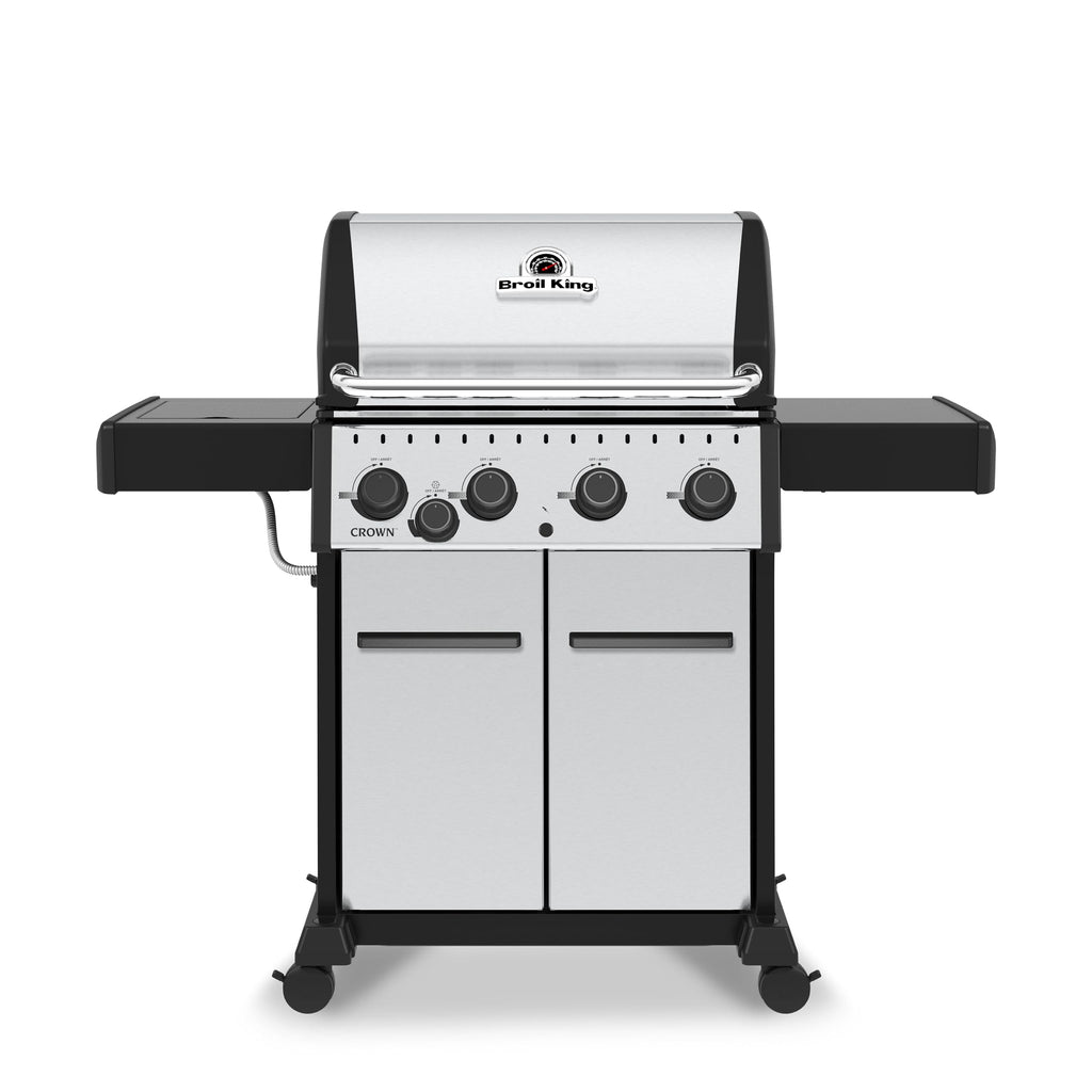 Broil King 865364 Crown S 440 4-Burner Propane Gas Grill in Stainless Steel with Side Burner