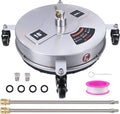 15" Pressure Washer Surface Cleaner with 4 Wheels, Stainless Steel Housing & 1/4" Quick Connector, Power Washer Attachment with 2 ExWands, 2 Replacement Nozzles, 4000 PSI (15inch)