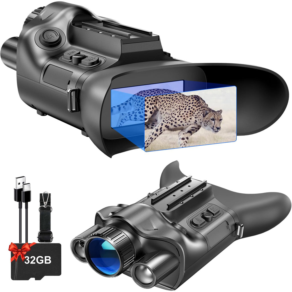 Crangcam 4K Day & Night Vision Binoculars/Goggles with Rangefinder & Compass, 6000mAh Rechargeable, 32GB TF Card, 5X Zoom & 42mm Lens for Hunting Camping Hiking