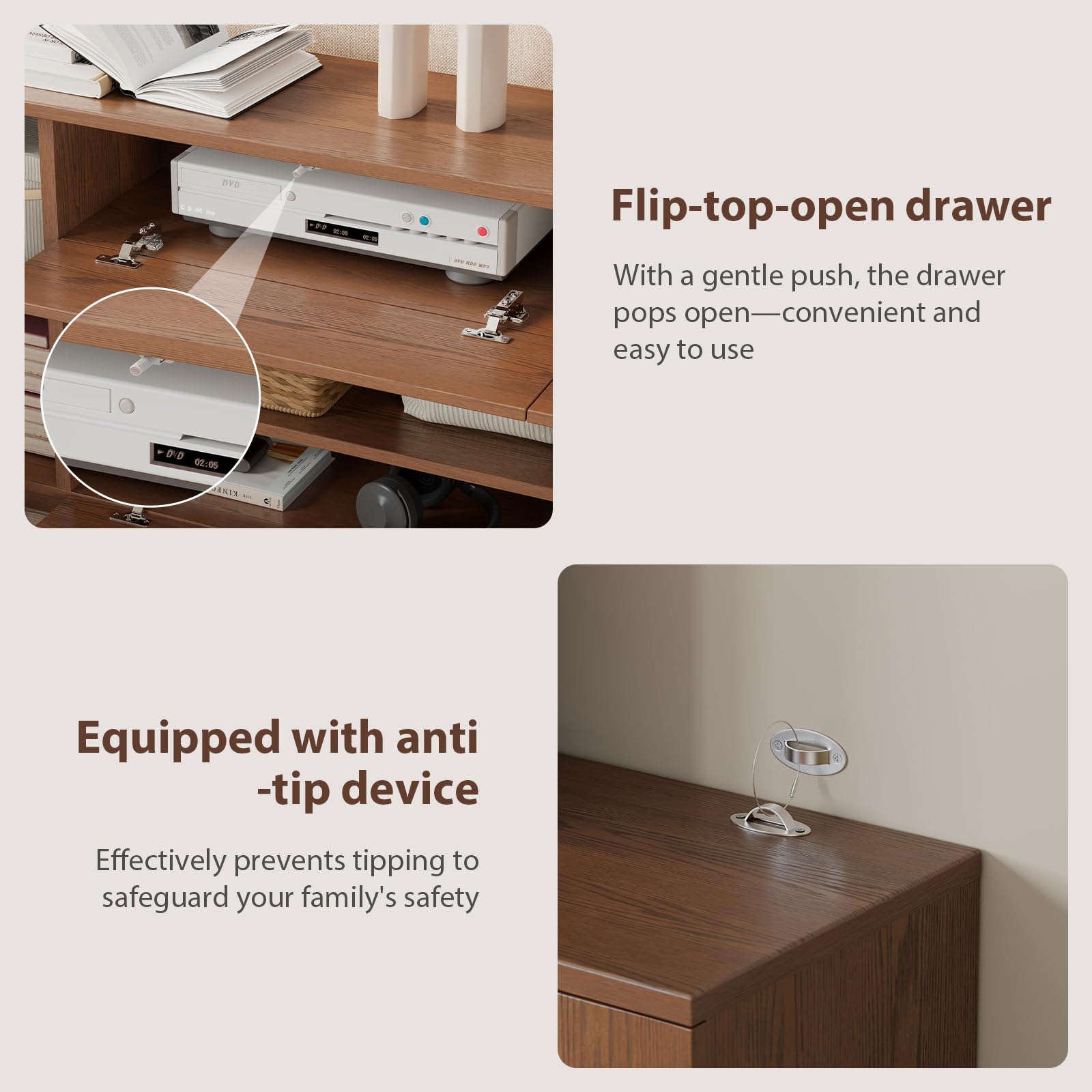 Mansfieler Wood tv Stand 65 Inch for Living Room,Morden Entertainment Center with Storage Cabinet, Console Table and Adjustable Shelvestv Stand Furniture Cable Clamps Bedroom.
