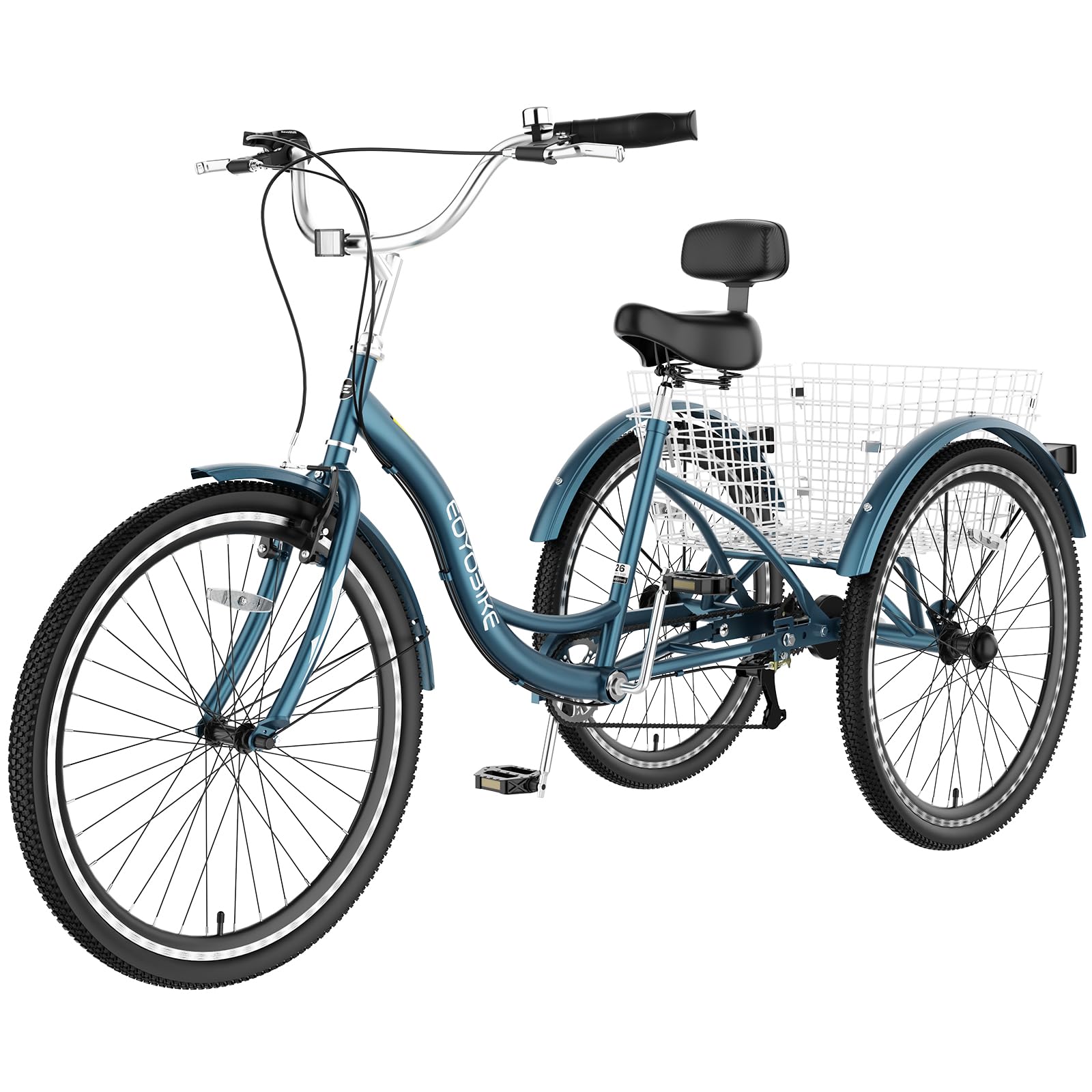 Slsy Adult Tricycle 7 Speed, 20/24/26 Inch Step-Through 3 Wheel Bike for Adults with Large Shopping Basket, 350 lb Capacity Adult Trike for Seniors, Women and Men