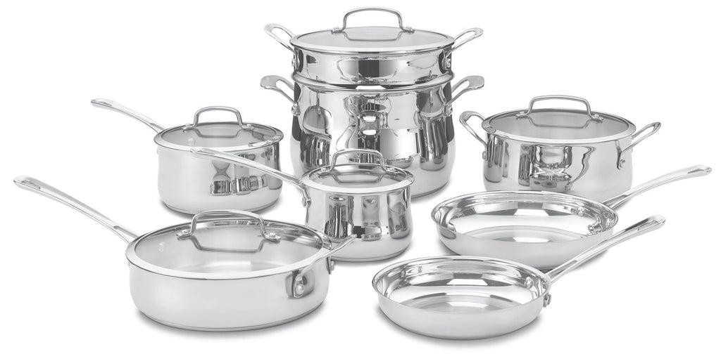 Cuisinart Contour Stainless 13-Piece Cookware Set with 12-Quart Stockpot Bundle