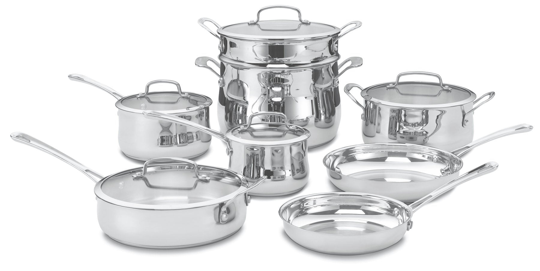 Cuisinart Contour Stainless 13-Piece Cookware Set with 12-Quart Stockpot Bundle