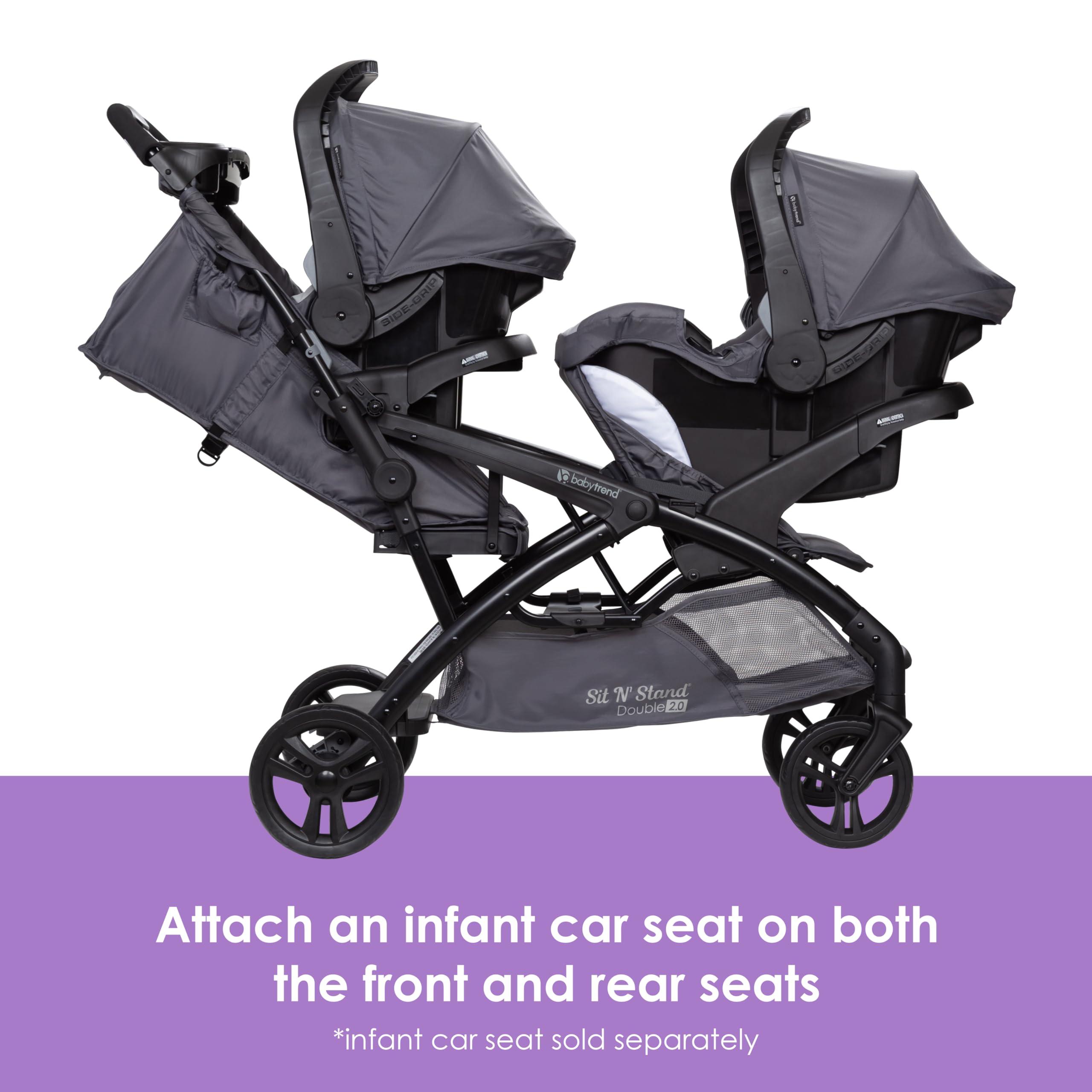 Baby Trend Sit N' Stand® Double 2.0 Stroller, Dash Grey