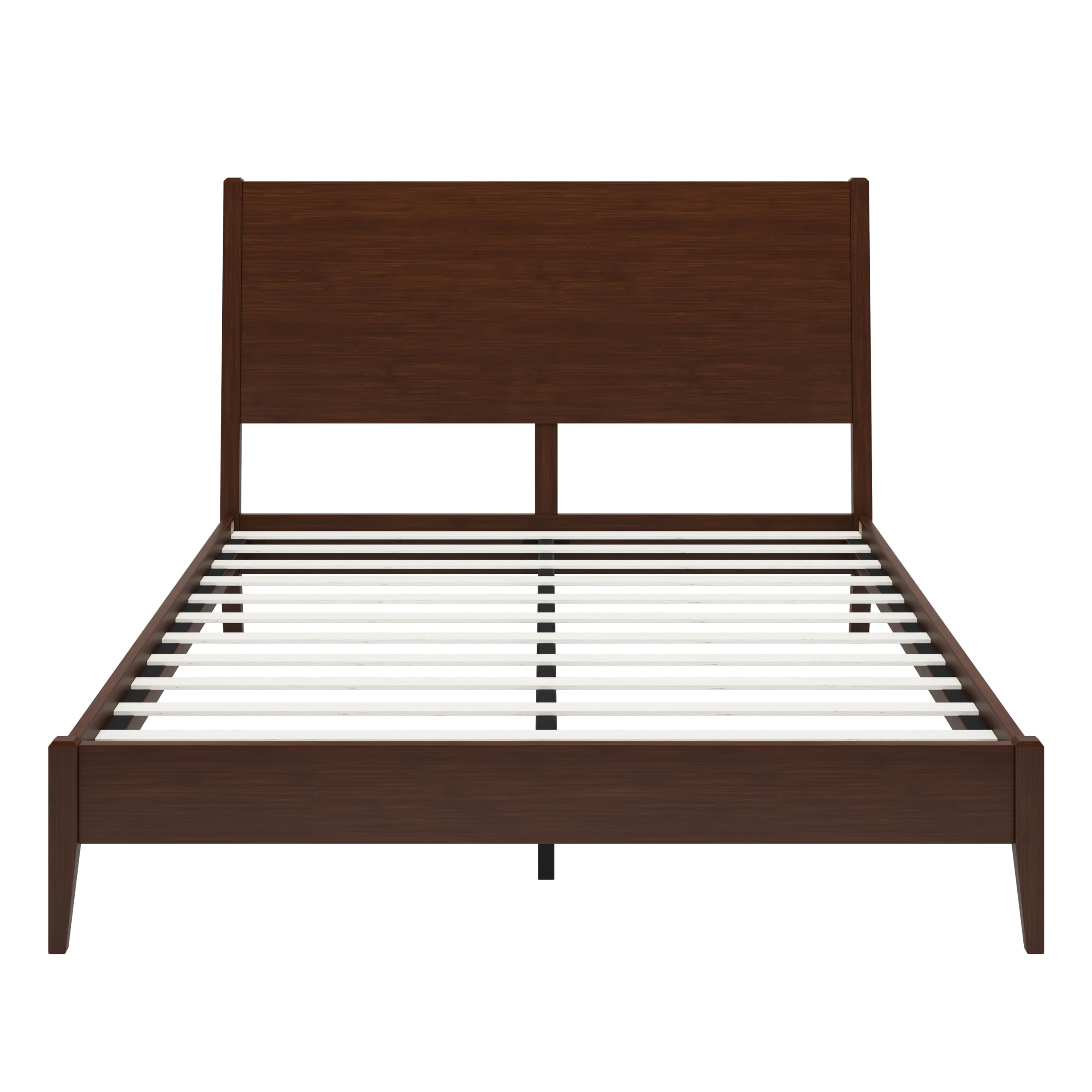 Christopher Knight Home Mid-Century Modern Solid Bamboo Wood Queen Size Sleigh Platform Bed Frame with Wood Slats and Metal Support,No Box Spring Needed,Easy Assembly, Chocolate