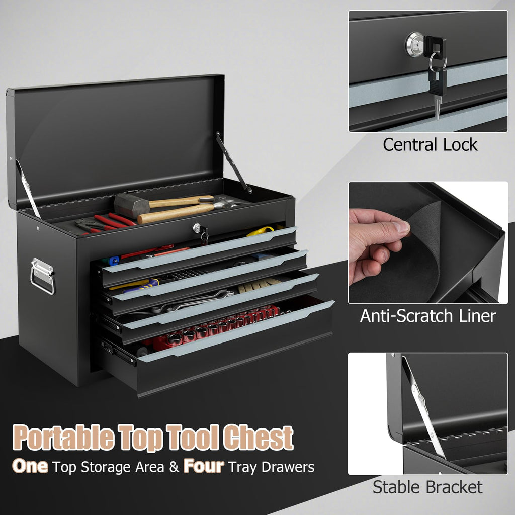 ERGOMASTER Large Rolling Tool-Chest Dentproof with 6 Drawers Heavy Duty Tool-Cabinet on Wheels Lockable and Lock System for Garage Workshop(28 x 13 x 53''-Black)