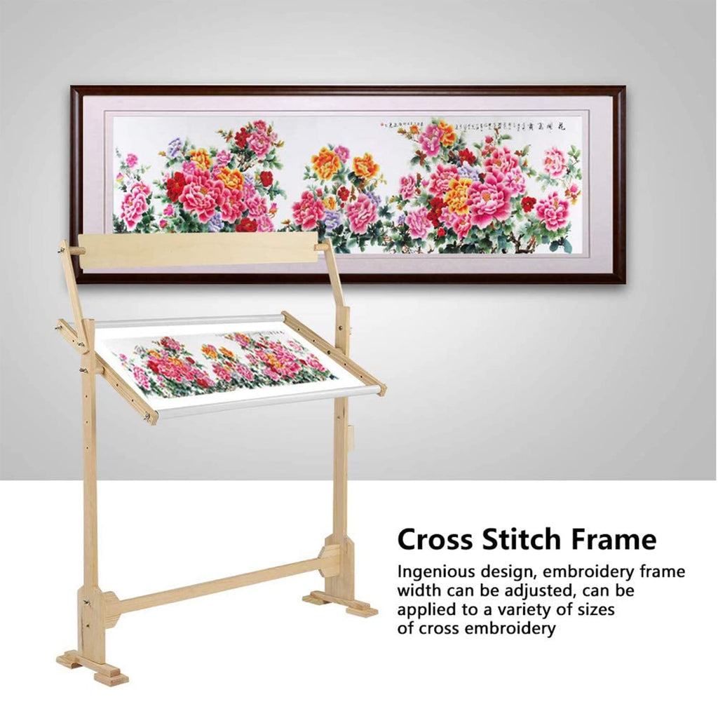 ELUKHT Embroidery Hoops Stand, 360 Degree Adjustable Embroidery Stand,Cross Stitch Frame Stand,Wooden Frame Cross Stitch Floor Stand for Cross Stitch Needlework Art Craft Sewing