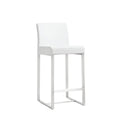 Tov Furniture Denmark White Performance Vegan Leather and Stainless Steel Counter Stool - Set of 2