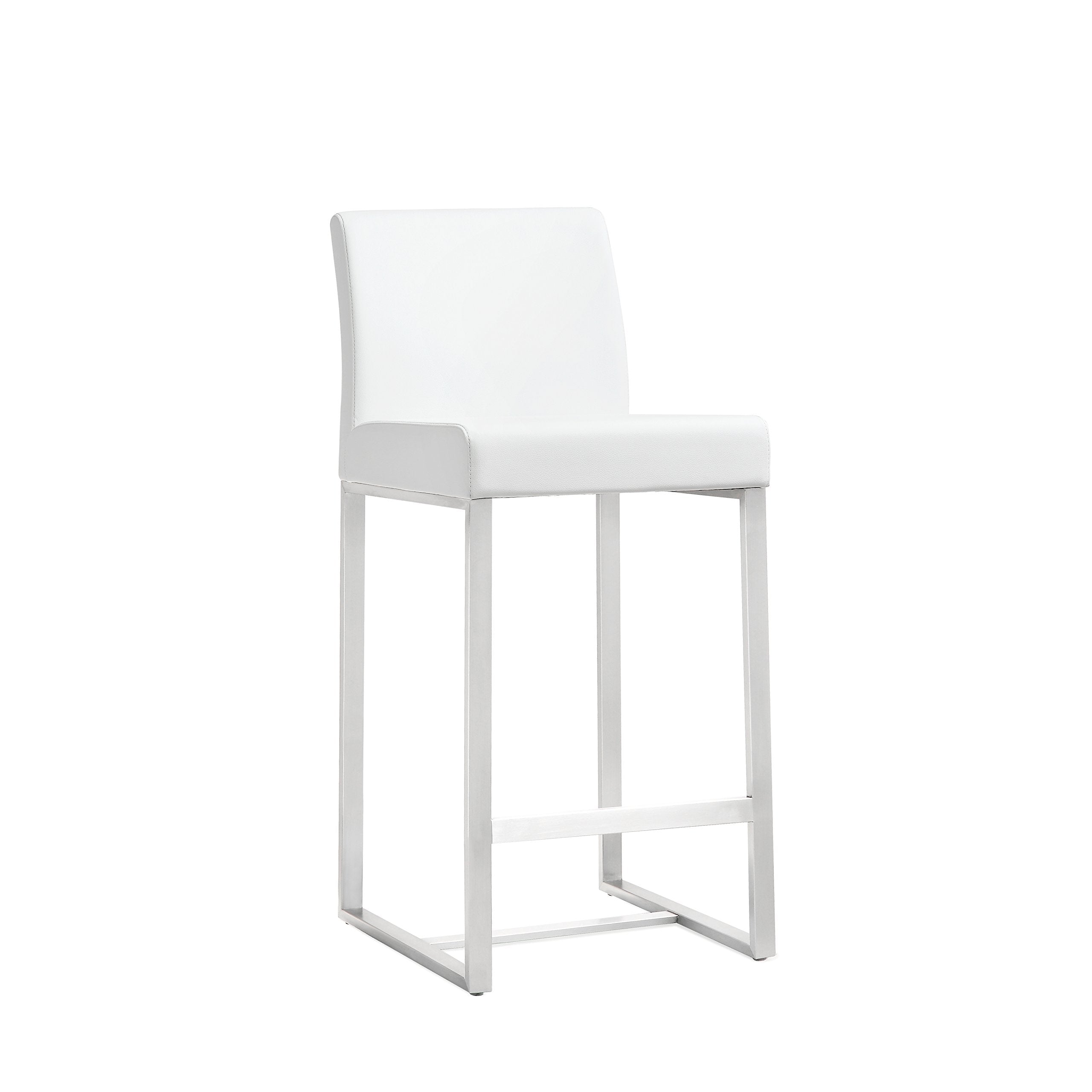 Tov Furniture Denmark White Performance Vegan Leather and Stainless Steel Counter Stool - Set of 2