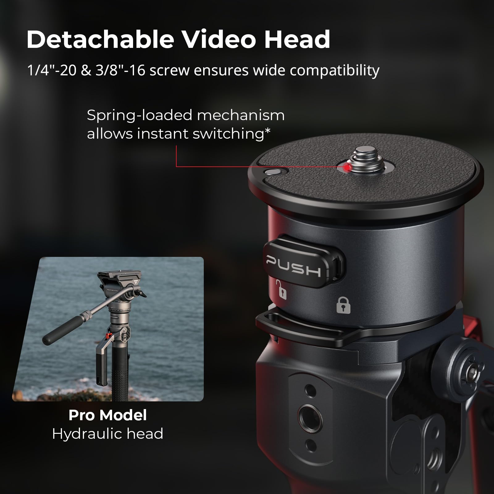 SmallRig 175cm / 68.9" Carbon Fiber Video Monopod for Camera, Compact Camera Monopod with One-Button Lift & Lock, Max. 5kg Playload Fluid Head Fits for DJI RS and for MFT 501L