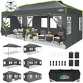 COBIZI 10x20 Pop Up Canopy Tent with 6 Removable Sidewalls, One Push Party Tent Outdoor Waterproof Event Canopy with Air Vent for Parties Commercial Wedding, 3 Height, Carry Bag, Sandbag, Gray