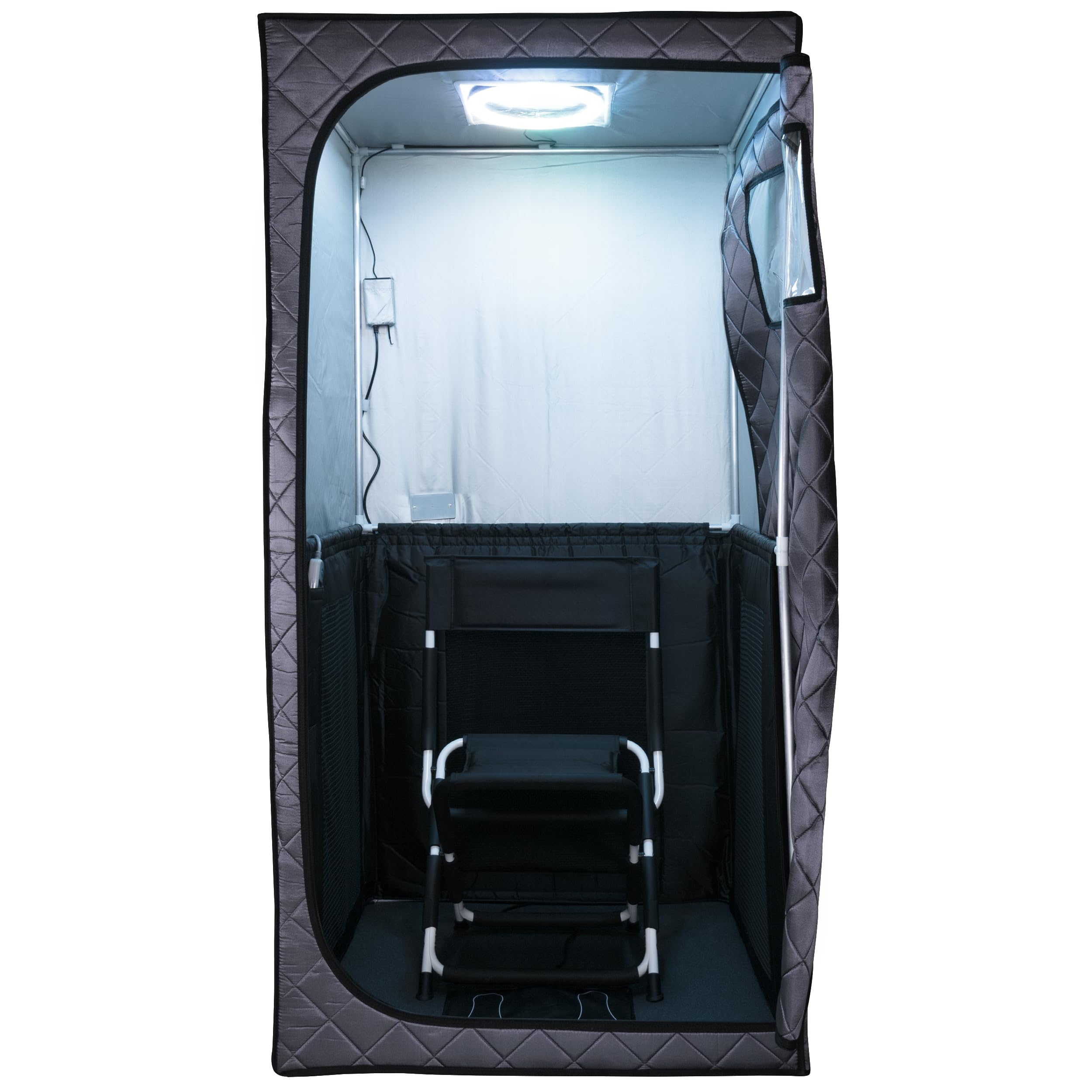 Durasage 1-Person Infrared Sauna for Home, Ultra Low EMF Infrared Panels, LED Lighting, Heating Foot Pad and Portable Chair (1-Person)