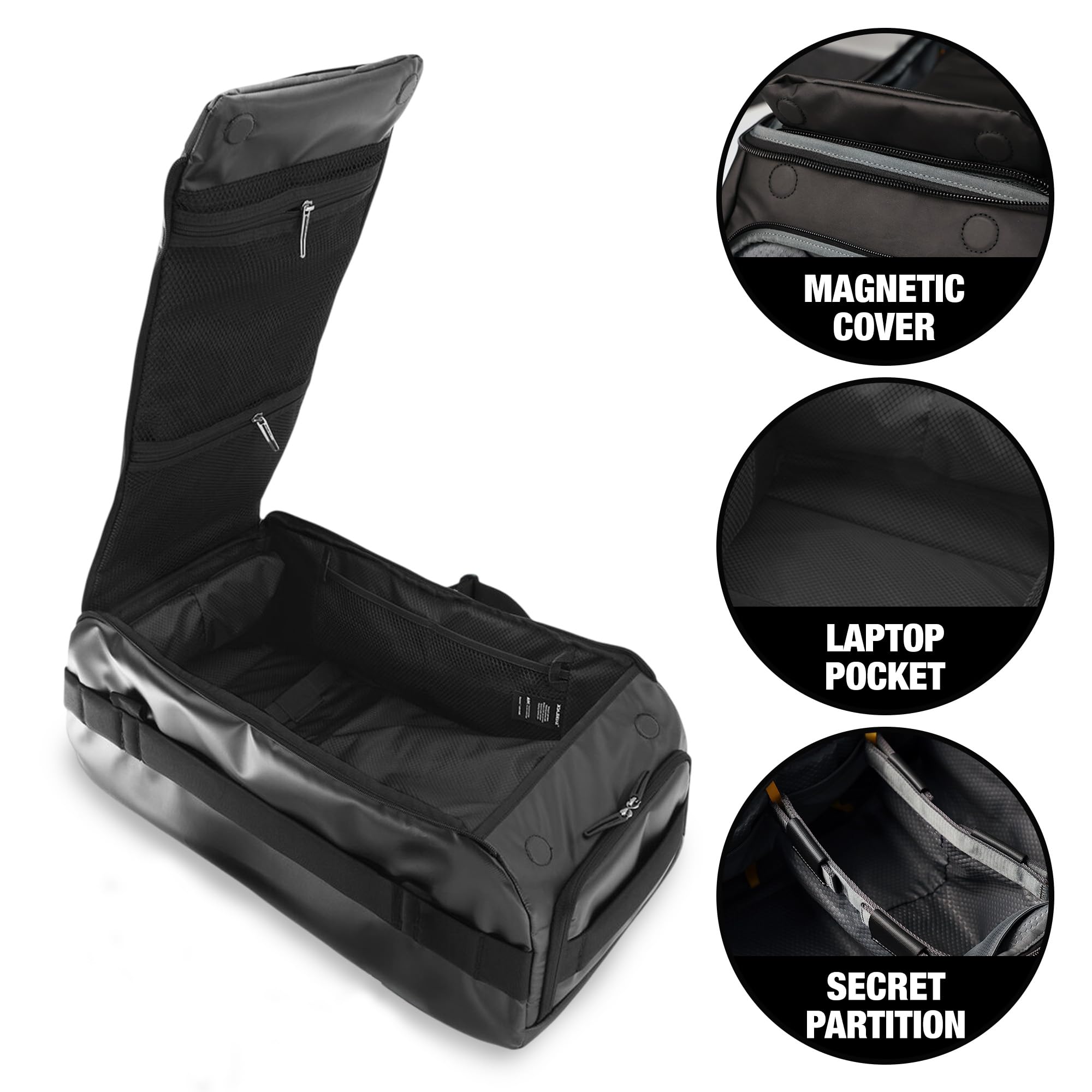 Blackbriar Range Duffel 40L Ash Black 2.0 Version, Convertible Backpack with Patented Magnetic Access, Modular S-Partition, Dual Shoe Garage | Waterproof Drycoatex™ for Tactical, Travel, Gym