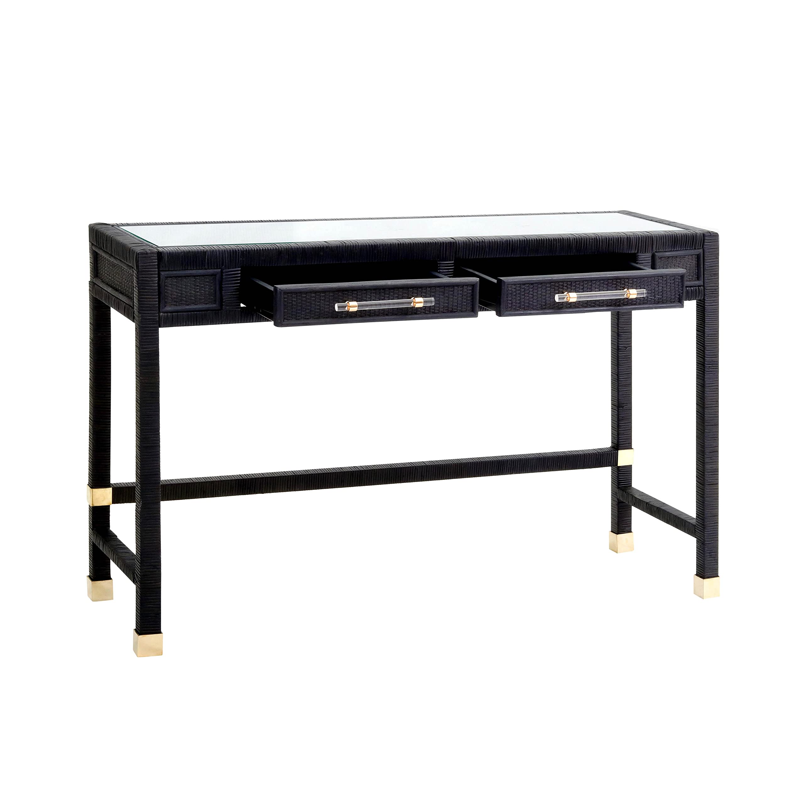 Tov Furniture Amara Charcoal Rattan Desk
