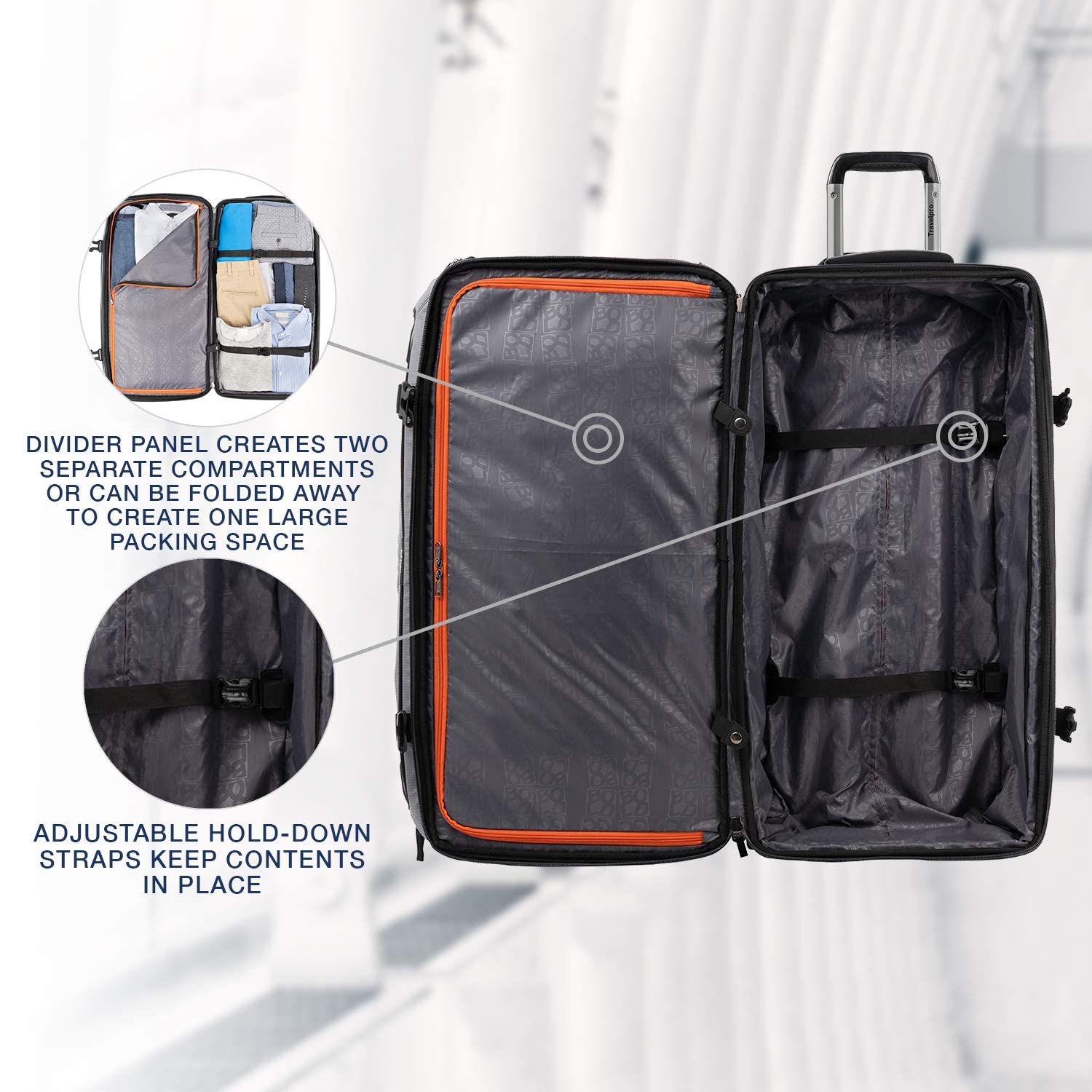 Travelpro Bold Drop Bottom Wheeled Rolling Duffel Bag, Grey/Black, 30-Inch