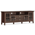 SIMPLIHOME Acadian TV Stand - 60 inch Wide Solid Wood Media Console in Black, Transitional Entertainment Center for Living Room for TVs up to 65 Inches with Glass Cabinets, Drawers and Shelves